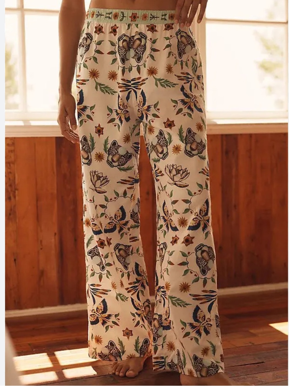 Anthropologie Lyrebird Real Fun Wow Flannel Pajama Pants XL Butterfly Leopard